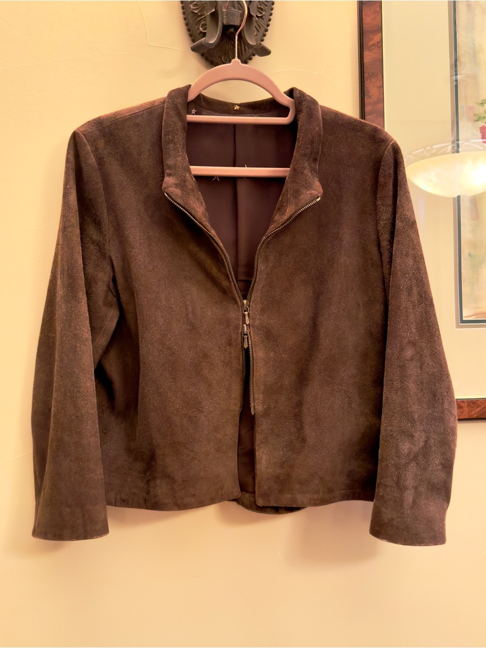 Peter Cohen Women's Brown Suede Zip-Front Leather Jacket
